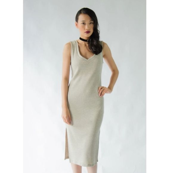 Dresses & Skirts - Solid Side Slit V-Neck Dress